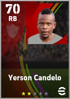 Yerson Candelo eFootball 2026 player card — 70 OVR RB