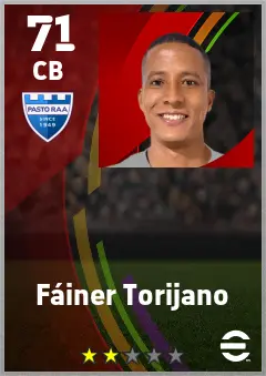 Fainer Torijano eFootball 2026 player card — 71 OVR CB
