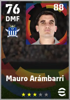 Mauro Arambarri eFootball 2026 player card — 76 OVR DMF