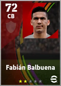 Fabian Balbuena eFootball 2026 player card — 72 OVR CB