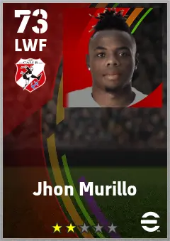 Jhon Murillo eFootball 2026 player card — 73 OVR LWF