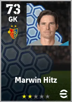 Marwin Hitz eFootball 2026 player card — 73 OVR GK