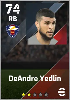 DeAndre Yedlin eFootball 2026 player card — 74 OVR RB