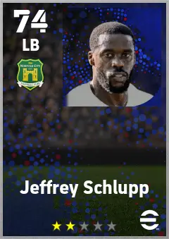 Jeffrey Schlupp eFootball 2026 player card — 74 OVR LB