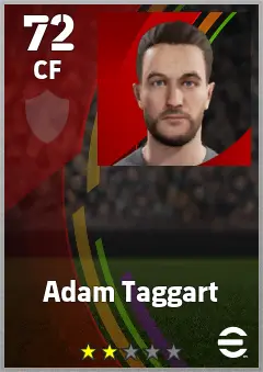 Adam Taggart eFootball 2026 player card — 72 OVR CF