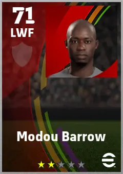 Modou Barrow eFootball 2026 player card — 71 OVR LWF