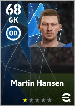 Martin Hansen eFootball 2026 player card — 68 OVR GK