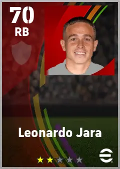 Leonardo Jara eFootball 2026 player card — 70 OVR RB