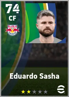 Eduardo Sasha eFootball 2026 player card — 74 OVR CF