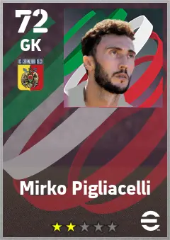 Mirko Pigliacelli eFootball 2026 player card — 72 OVR GK