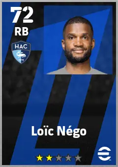 Loic Nego eFootball 2026 player card — 72 OVR RB