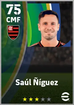 Saul Niguez eFootball 2026 player card — 75 OVR CMF