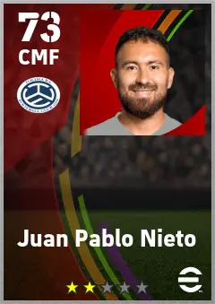 Juan Pablo Nieto eFootball 2026 player card — 73 OVR CMF