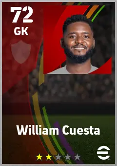 William Cuesta eFootball 2026 player card — 72 OVR GK