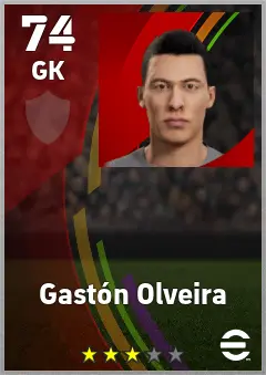Gaston Olveira eFootball 2026 player card — 74 OVR GK