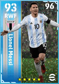 Lionel Messi eFootball 2026 player card — 93 OVR RWF