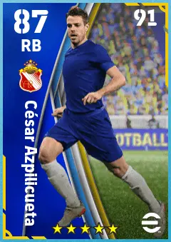 Cesar Azpilicueta eFootball 2026 player card — 87 OVR RB