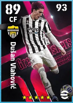 Dusan Vlahovic eFootball 2026 player card — 89 OVR CF