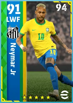 Neymar Jr eFootball 2026 player card — 91 OVR LWF