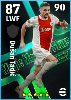 Dusan Tadic eFootball 2026 player card — 87 OVR LWF