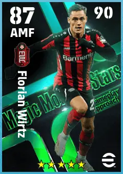 Florian Wirtz eFootball 2026 player card — 87 OVR AMF