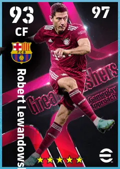 Robert Lewandowski eFootball 2026 player card — 93 OVR CF