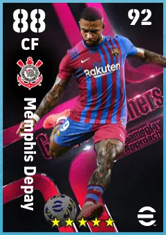 Memphis Depay eFootball 2026 player card — 88 OVR CF