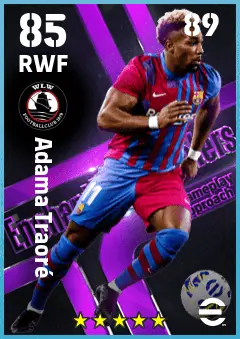 Adama Traore eFootball 2026 player card — 85 OVR RWF