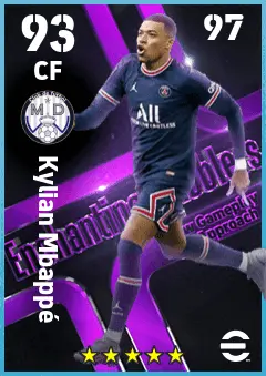 Kylian Mbappe eFootball 2026 player card — 93 OVR CF