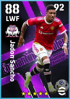 Jadon Sancho eFootball 2026 player card — 88 OVR LWF