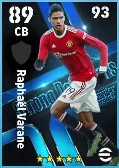 Raphael Varane eFootball 2026 player card — 89 OVR CB