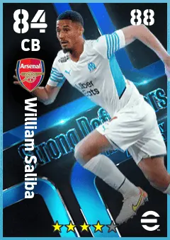 William Saliba eFootball 2026 player card — 84 OVR CB