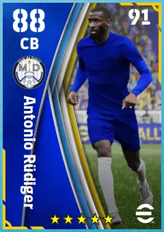 Antonio Rudiger eFootball 2026 player card — 88 OVR CB