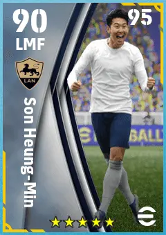 Son Heung-Min eFootball 2026 player card — 90 OVR LMF