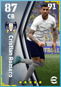 Cristian Romero eFootball 2026 player card — 87 OVR CB