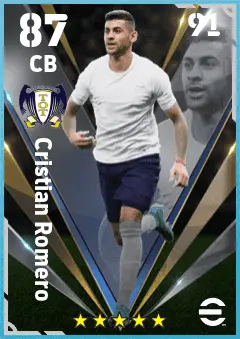 Cristian Romero eFootball 2026 player card — 87 OVR CB