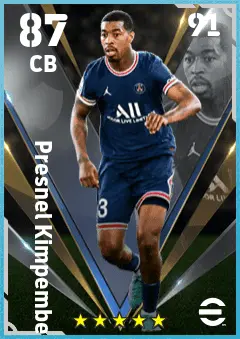 Presnel Kimpembe eFootball 2026 player card — 87 OVR CB