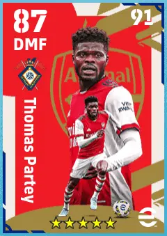 Thomas Partey eFootball 2026 player card — 87 OVR DMF
