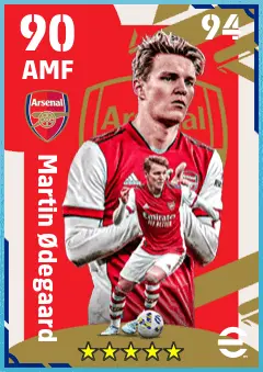Martin Odegaard eFootball 2026 player card — 90 OVR AMF