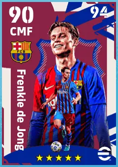 Frenkie de Jong eFootball 2026 player card — 90 OVR CMF