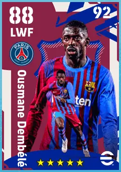 Ousmane Dembele eFootball 2026 player card — 88 OVR LWF