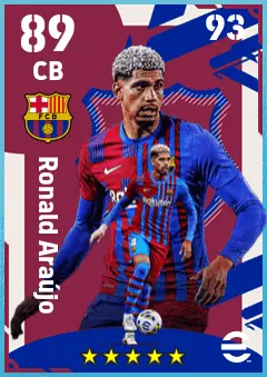 Ronald Araujo eFootball 2026 player card — 89 OVR CB