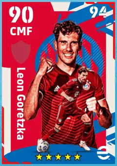 Leon Goretzka eFootball 2026 player card — 90 OVR CMF
