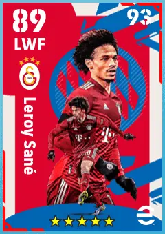 Leroy Sane eFootball 2026 player card — 89 OVR LWF