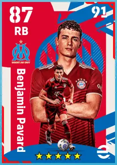 Benjamin Pavard eFootball 2026 player card — 87 OVR RB