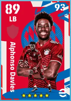 Alphonso Davies eFootball 2026 player card — 89 OVR LB