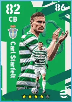 Carl Starfelt eFootball 2026 player card — 82 OVR CB
