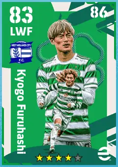 Kyogo Furuhashi eFootball 2026 player card — 83 OVR LWF