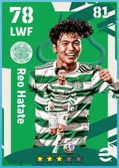 Reo Hatate eFootball 2026 player card — 78 OVR LWF