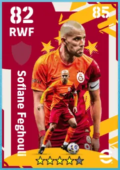 Sofiane Feghouli eFootball 2026 player card — 82 OVR RWF